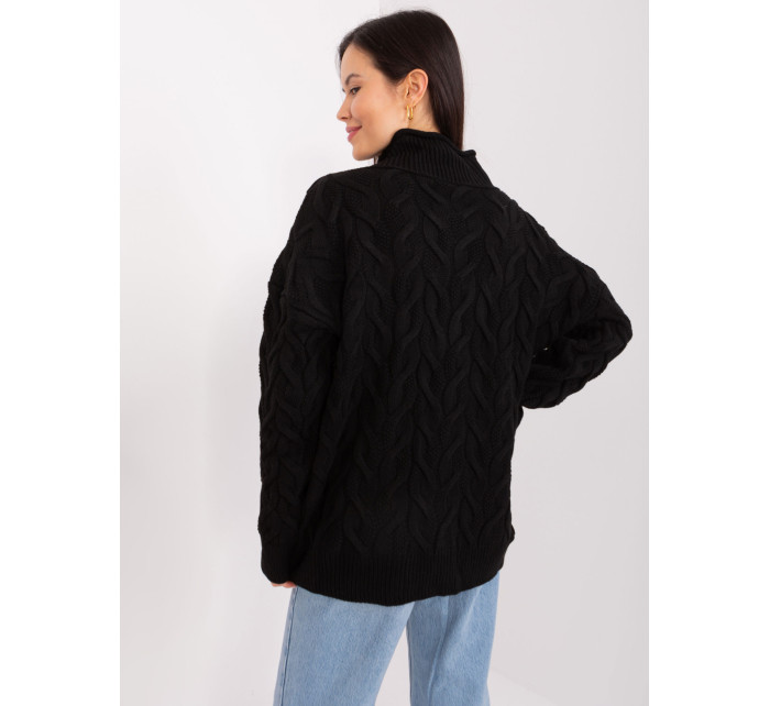 Černý dámský pletený svetr s rolákem