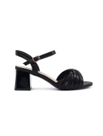 Krásné černé dámské  sandály na širokém podpatku