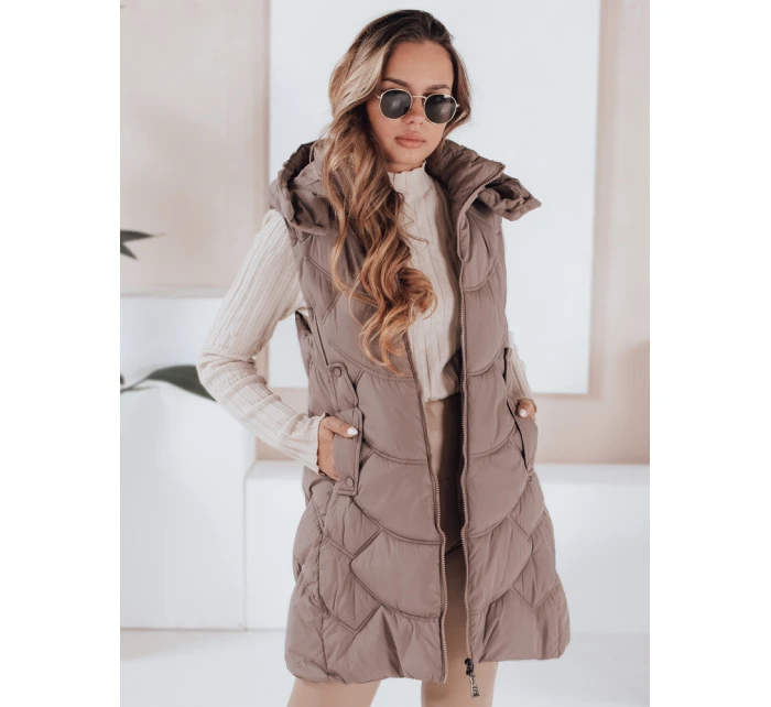 Dámská zateplená prošívaná vesta latte FashionStreet TY5104