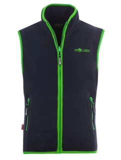 Trollkids Kids Arendal Vest navy/viper green (134-100) dětská fleecová vesta pro chlapce/dívky