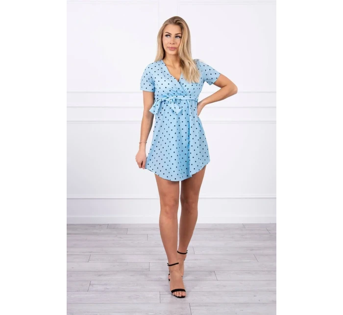 Modré puntíkované šaty