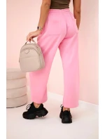 model 20934394 kalhoty zavazované v pase růžový - K-Fashion model 20934394 kalhoty zavazované v pase růžový - K-Fashion