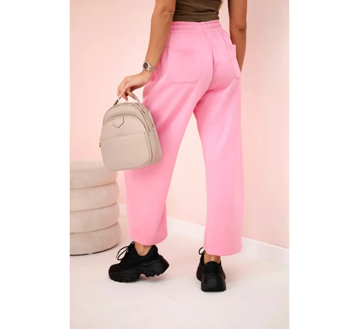 model 20934394 kalhoty zavazované v pase růžový - K-Fashion model 20934394 kalhoty zavazované v pase růžový - K-Fashion