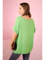 Mušelínová halenka s náhrdelníkem oliva