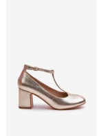 Lodičky Z Eko Kůže Na Podpatku Zlaté model 21661226 - Boto