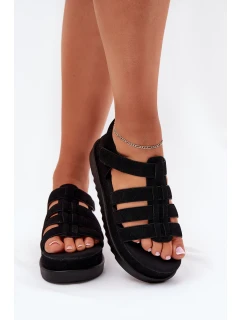 Dámské Sandály Na Platformě Eko Semišové Černé model 21696107 - Boto