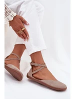 Dámské Semišové Baletky Barefoot S Pásky Zazoo 191 Šedé