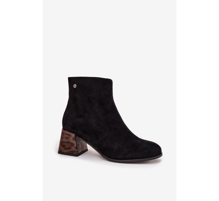 Kožené semišové dámské na podpatku  Černé model 21714671 - Maciejka