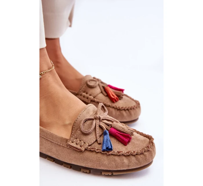 Semišové Mokasíny S Mašlí A Třásněmi Tmavě béžová Dorine Semišové Mokasíny S Mašlí A Třásněmi Tmavě béžová Dorine