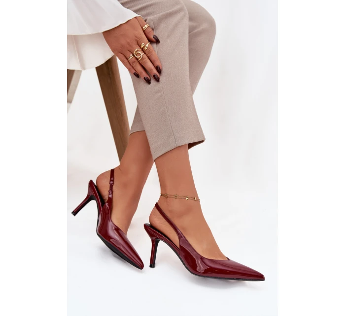 Dámské lakované lodičky na jehlovém podpatku Phelia – bordové Dámské lakované lodičky na jehlovém podpatku Phelia – bordové