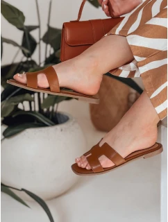 Dámské žabky s výřezy KLASSINO camel FashionStreet ZY0882