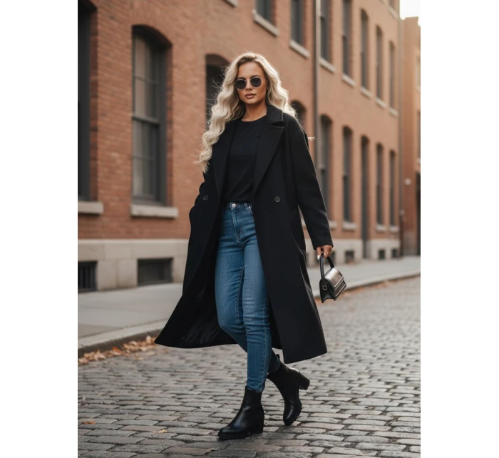 Dámský přechodný oversize kabát černý FashionStreet NY0764z Dámský přechodný oversize kabát černý FashionStreet NY0764z