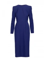 S412 Tužkové šaty s ozdobnými rameny - modré