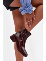 Dámské kožené botky na podpatku D&A, zateplené – bordó Dámské kožené botky na podpatku D&A, zateplené – bordó