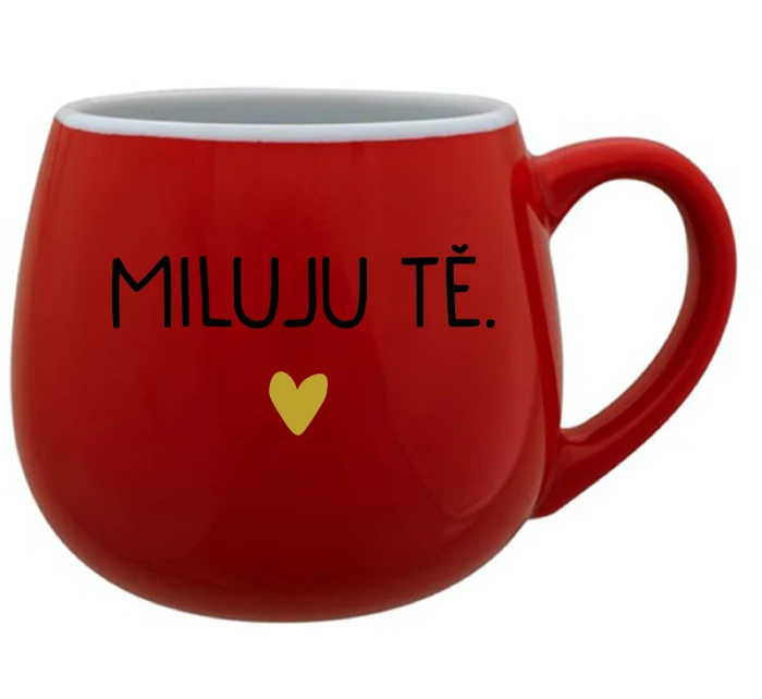 MILUJU TĚ. - červený keramický hrníček 300 ml MILUJU TĚ. - červený keramický hrníček 300 ml