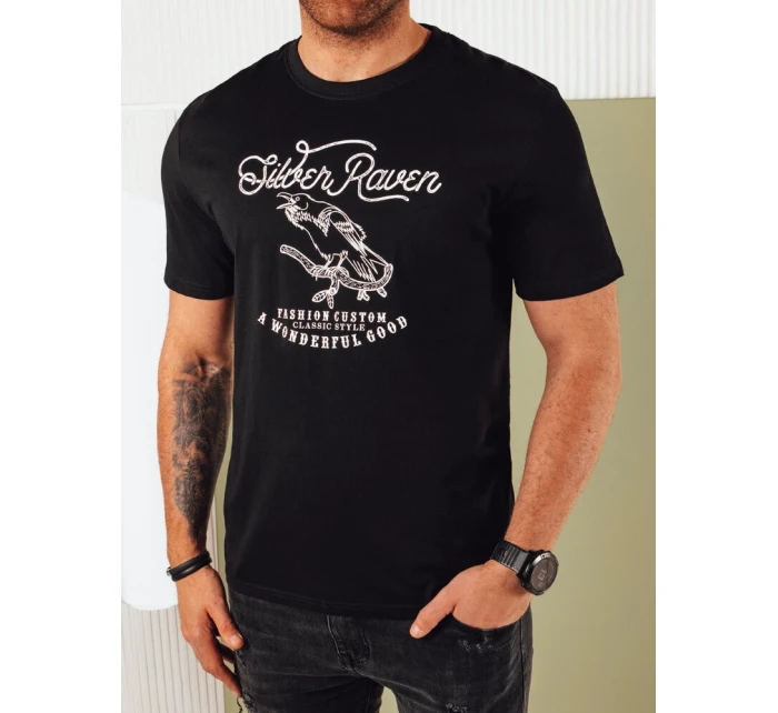 Pánské tričko s potiskem černé Dstreet RX5363 Pánské tričko s potiskem černé Dstreet RX5363