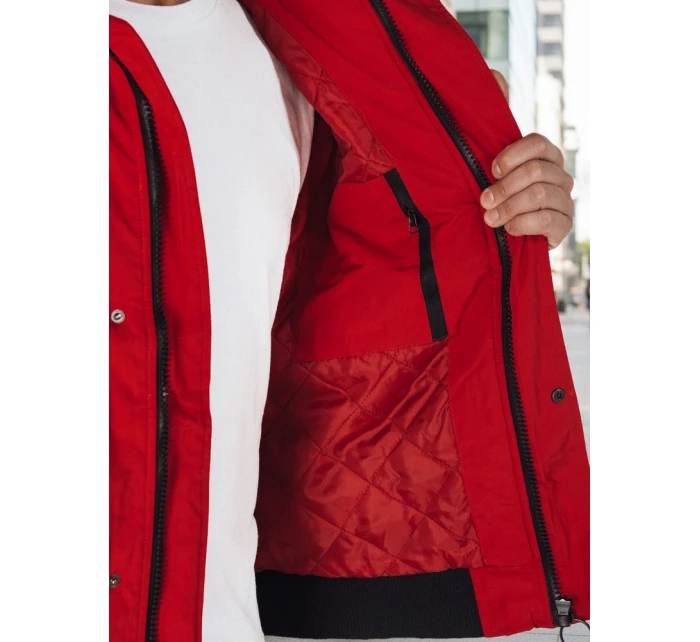 Pánská zimní bunda s kapucí červená FashionStreet TX4983