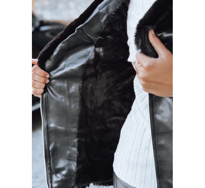 Dámská kožená bunda ramones s kožešinou černá model 21993392 - FashionStreet