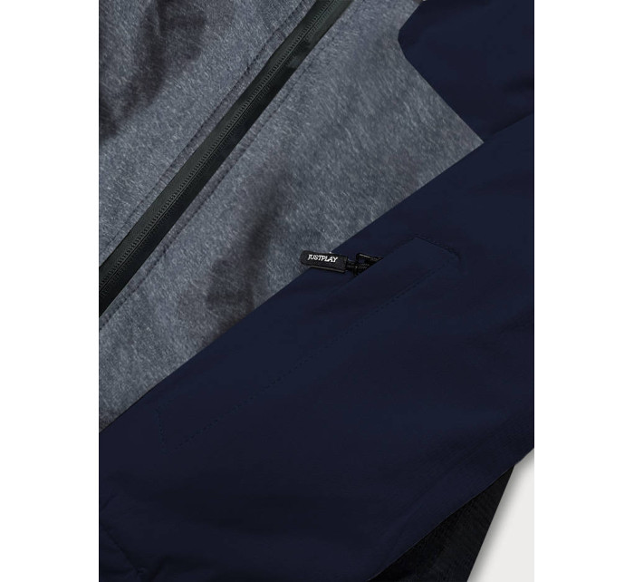 Tmavě modrá/melanžová dámská zimní snowboardová bunda (b2357)