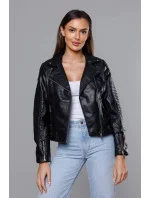 Černá bunda ramoneska s klopami model 18117116 - J.STYLE Černá bunda ramoneska s klopami model 18117116 - J.STYLE