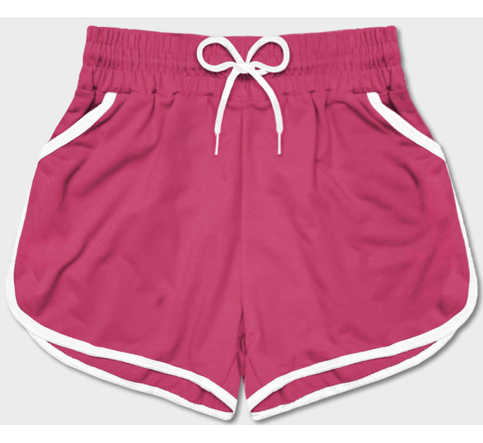 Růžové dámské šortky s kontrastní lemovkou (8K208-19)