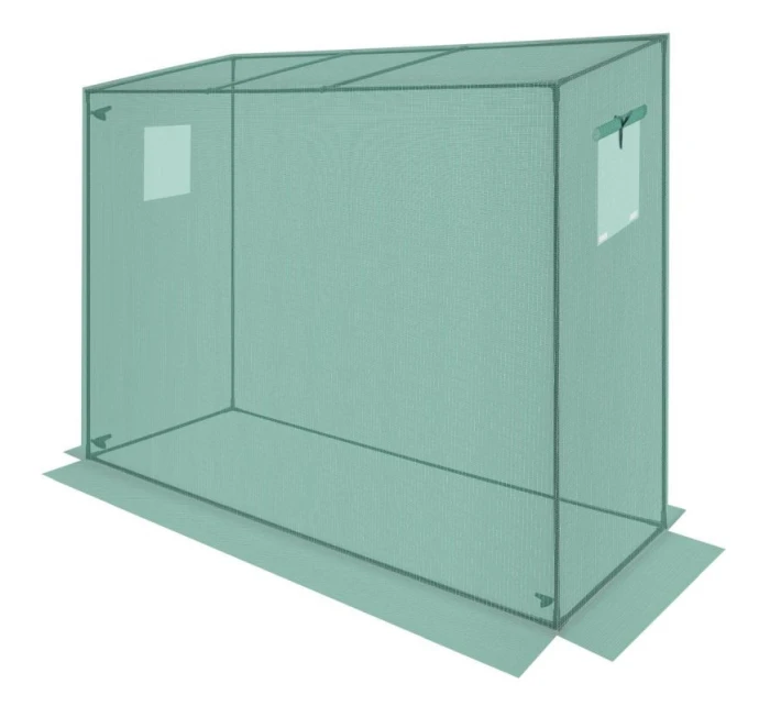 SKLENĚNÁ SKŘÍŇ PRO ZAHRADNÍ TOMATOPY 200x77x168-150CM PE ZELENÁ