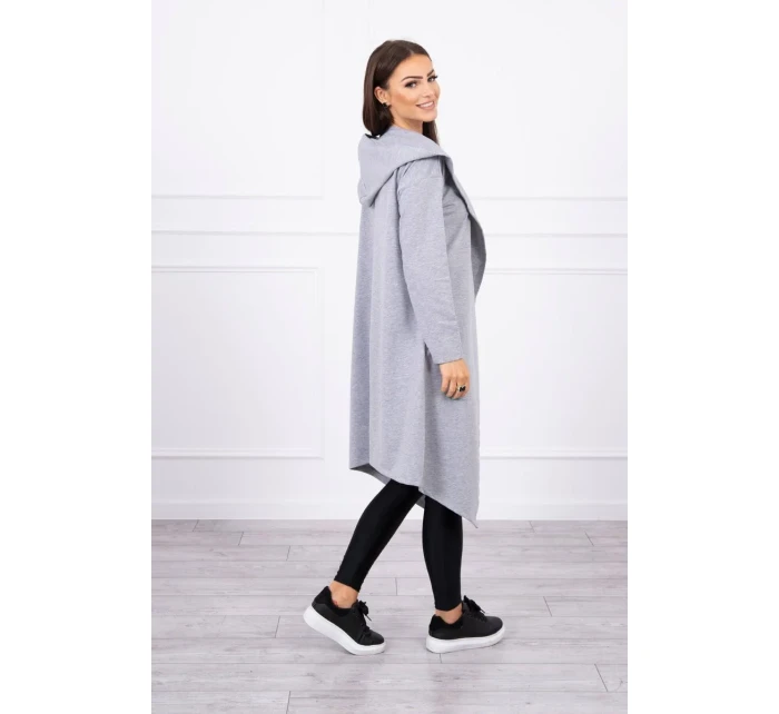 Dlouhá pláštěnka s kapucí šedá