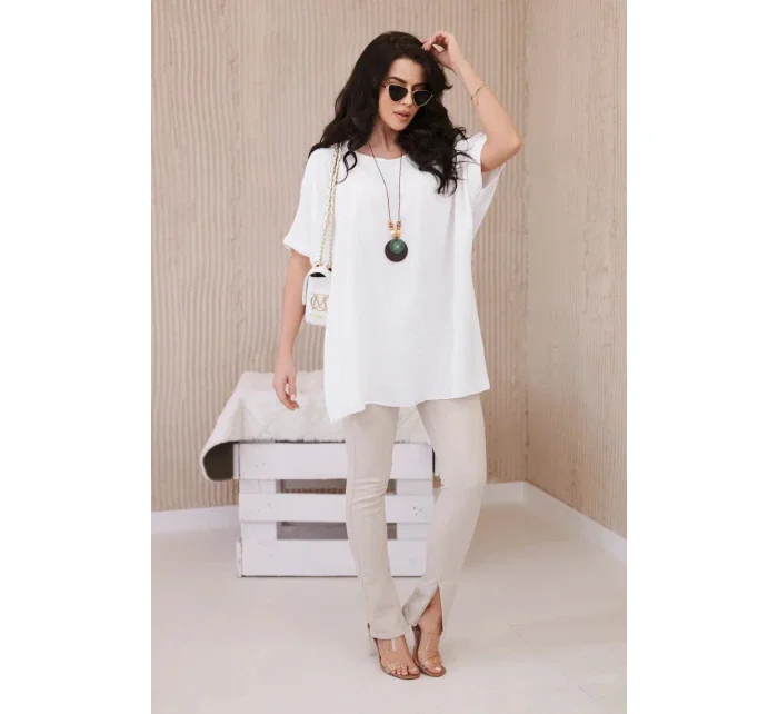 Oversized halenka s přívěskem ecru Oversized halenka s přívěskem ecru