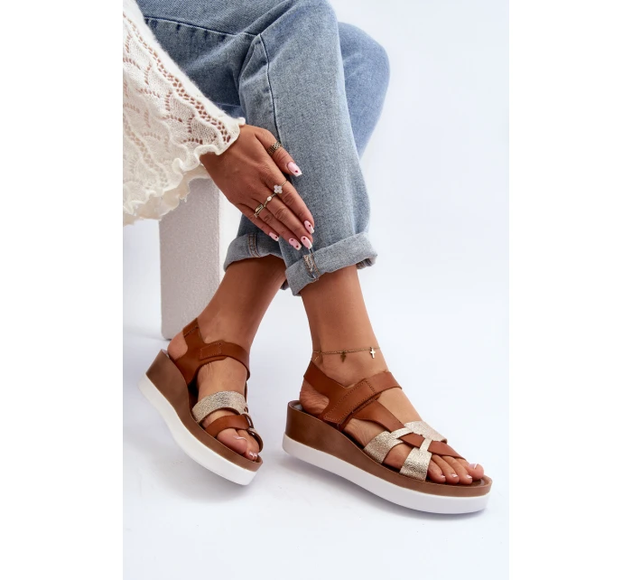 Zazoo 40397 Dámské Kožené Sandály na Platformě Hnědé