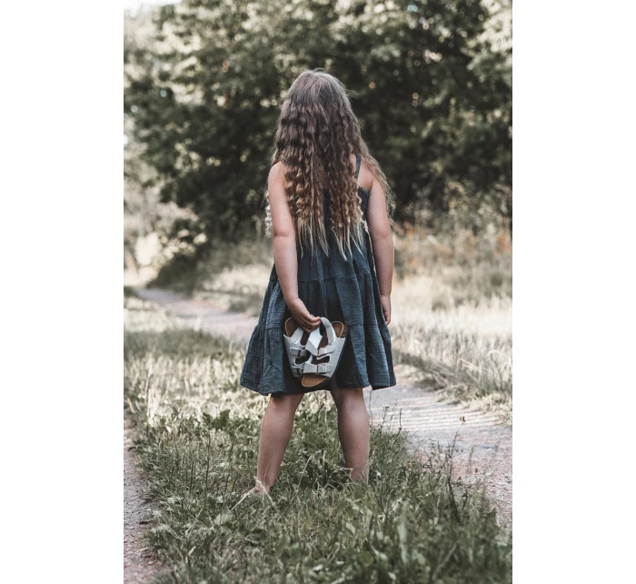 Dětské sandálky na korkové platformě se suchým zipem šedé Rorria Dětské sandálky na korkové platformě se suchým zipem šedé Rorria