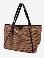 Velká světle hnědá pletená taška typu shopper s přívěskem Mella