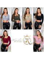 Sexy KouCla crop ribbed jumper with lacing