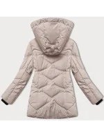 Světle béžová dámská zimní bunda s odepínací kapucí LHD (LHD-24577)