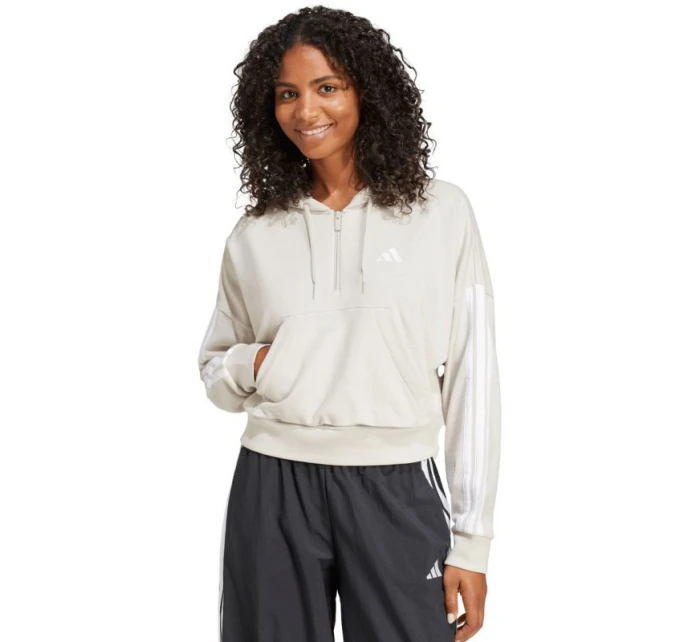 Dámská mikina adidas Essentials French Terry Quarter-Zip Hoodie beige JN1958 Dámská mikina adidas Essentials French Terry Quarter-Zip Hoodie beige JN1958
