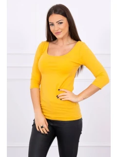 Hořčicová halenka s kulatým výstřihem