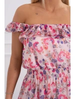 Šaty s pruhy v pase v pudrově růžové barvě Šaty s pruhy v pase v pudrově růžové barvě