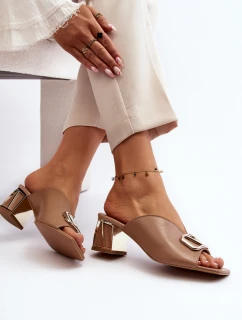 Elegantní Dámské Pantofle Na Podpatku model 21647446 Beige - Laura Messi