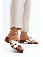 Zazoo 40236 Kožené dámské klínky na nízkém podpatku zlaté