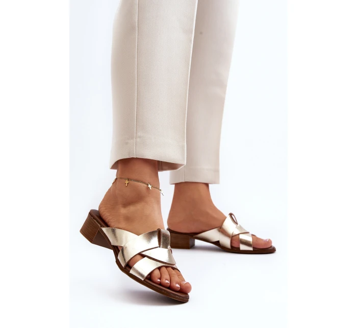 Zazoo 40236 Kožené dámské klínky na nízkém podpatku zlaté