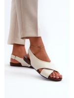 Dámské Kožené Sandály Béžové model 21664492 - Zazoo