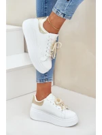 Dámské Tenisky Na Platformě S Ozdobami Bílo-Zlaté Lerissna Dámské Tenisky Na Platformě S Ozdobami Bílo-Zlaté Lerissna
