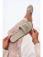 Ploché Dámské Pantofle S Ozdobným Detalem Zelené model 21699585 - Boto Ploché Dámské Pantofle S Ozdobným Detalem Zelené model 21699585 - Boto