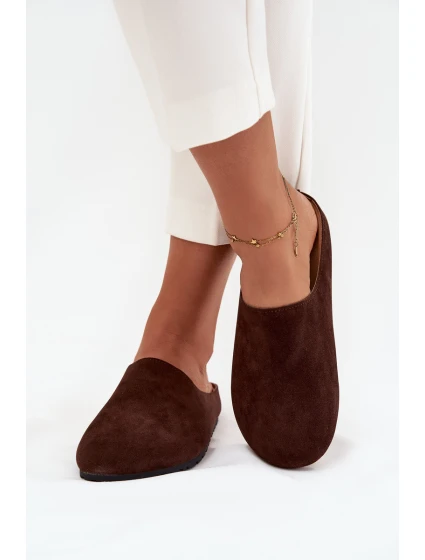 Dámské pantofle na platformě – čokoládové Sylviane