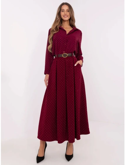 Dámská dlouhá sukně DHJ SD 19720-1.32 Bordó s třpyt kamínky - FPrice