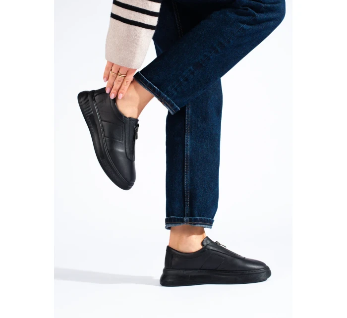 Krásné  polobotky černé dámské bez podpatku