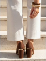 Dámské semišové lodičky na poště hnědé FashionStreet ZY1396