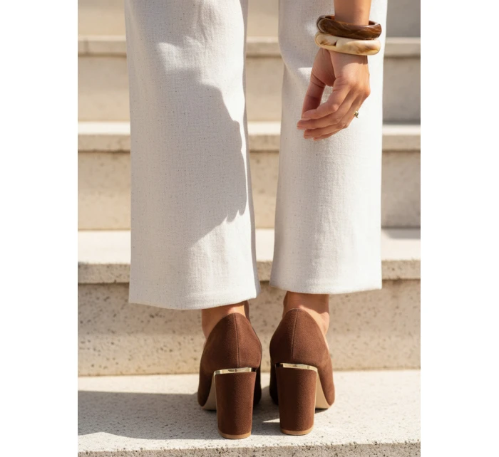 Dámské semišové lodičky na poště hnědé FashionStreet ZY1396