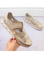 Rieker W RKR651 béžové kožené polobotky s háčkem a smyčkou