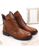 Potocki W WOL171C hnědé boty se šněrováním a zipem