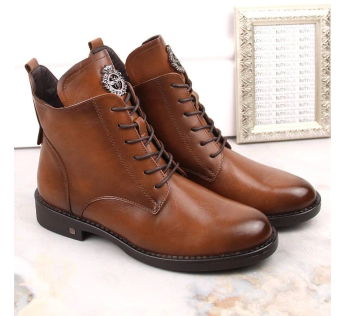 Potocki W WOL171C hnědé boty se šněrováním a zipem